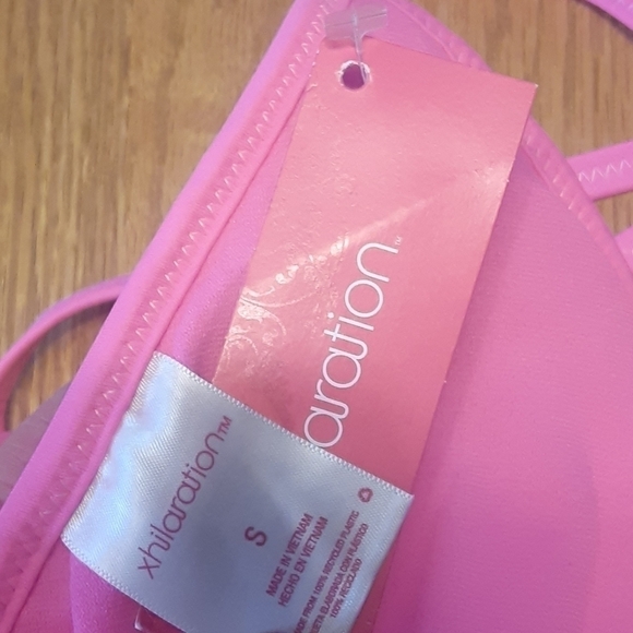 xhilaration Bikini Top Crochet Pink Triangle Crochete Size Medium - Picture 3 of 7